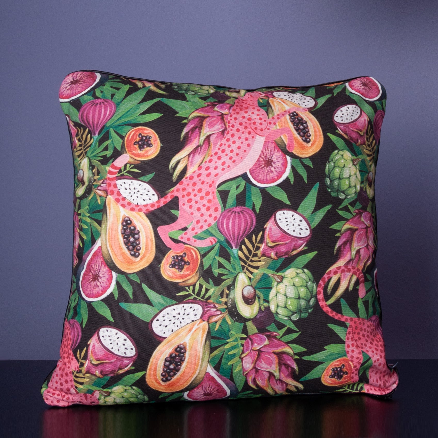 Dekokissen 40 x 40 cm Stoff Baumwollstoff Dschungel Tropisch Leoparden