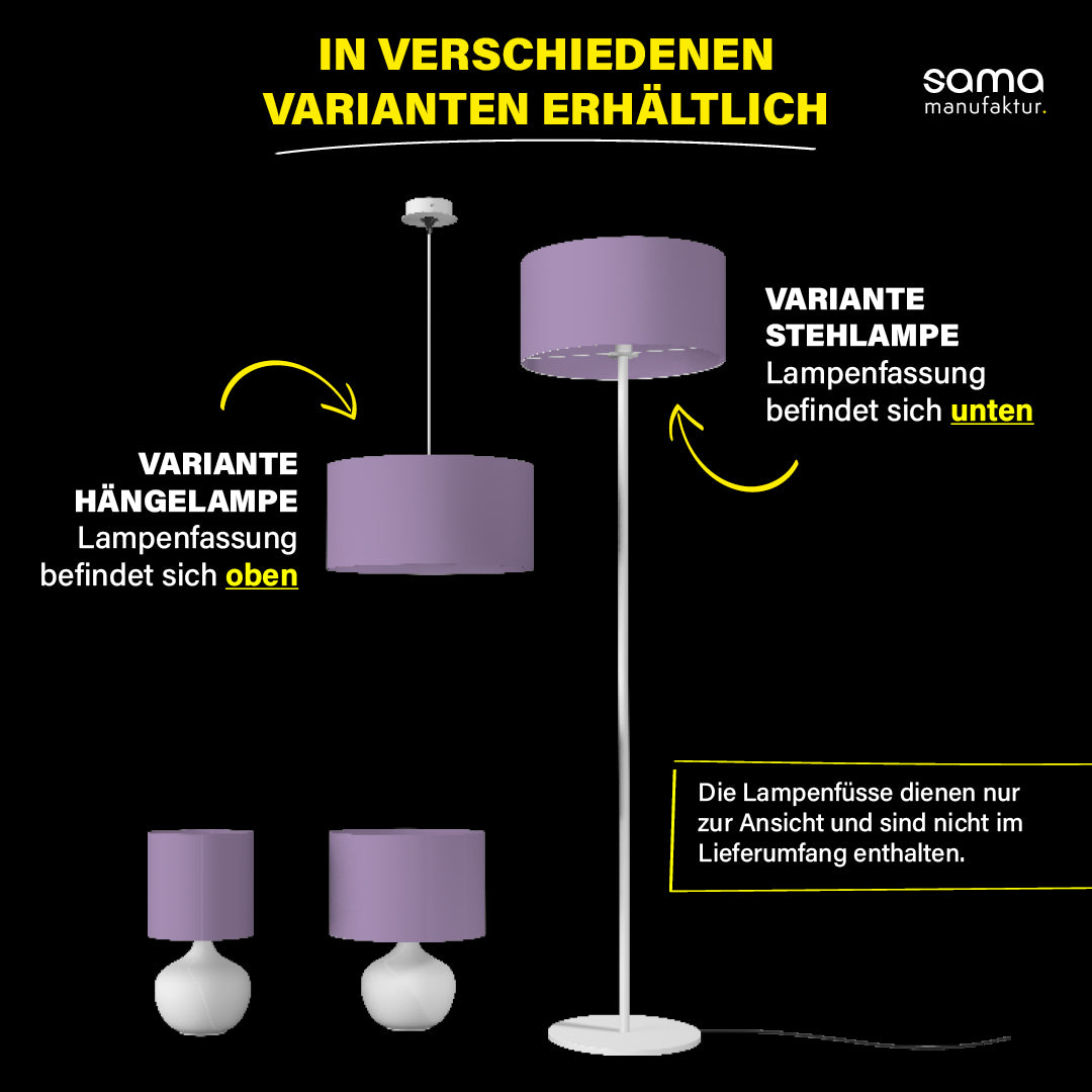 Lampenschirm Samt Lila – Grafisches Rosenmuster innen – Statement-Lampenschirm mit Boho-Charme