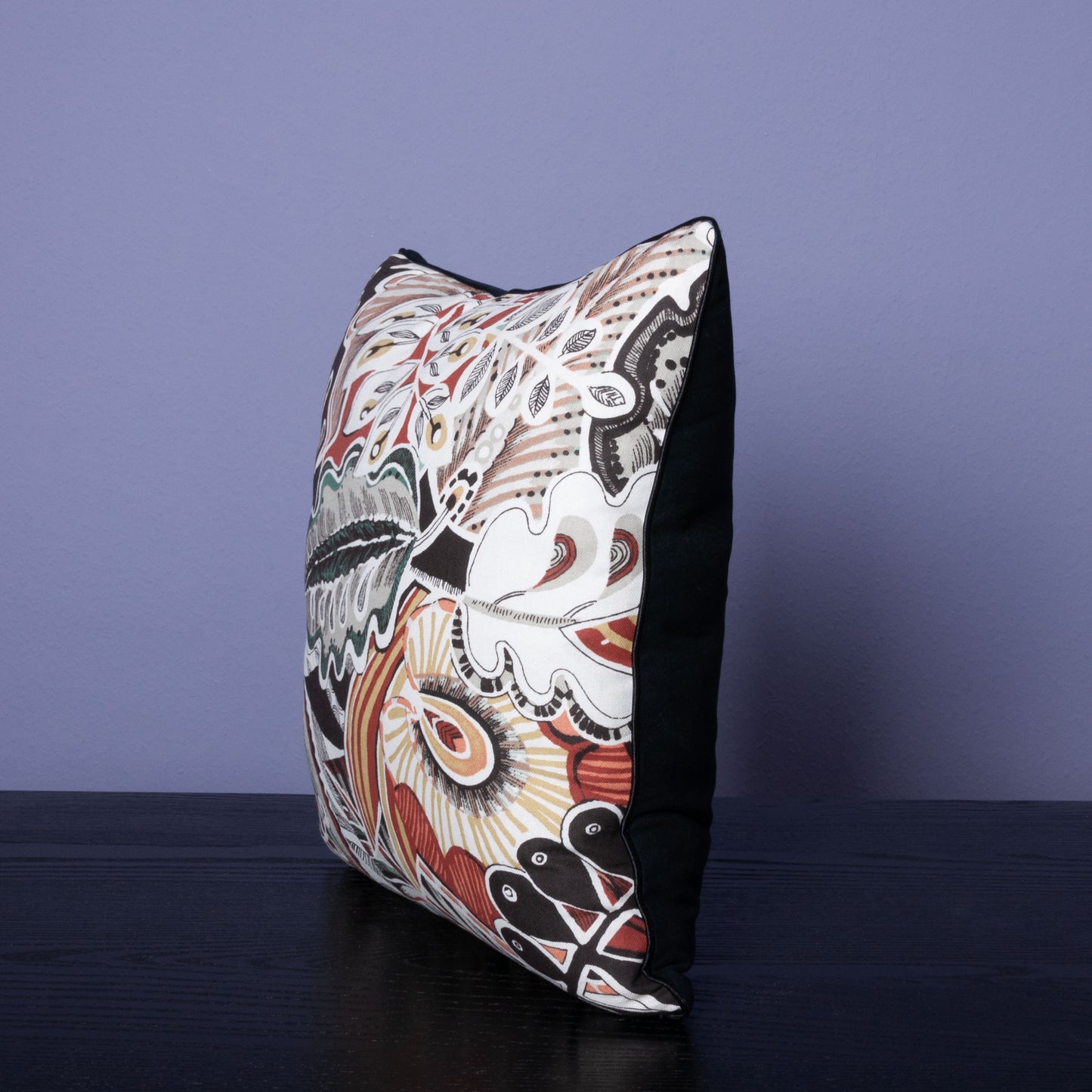 Dekokissen 40 x 40 cm Stoff Baumwollstoff Floral Abstrakt Rückseite schwarzer Samt