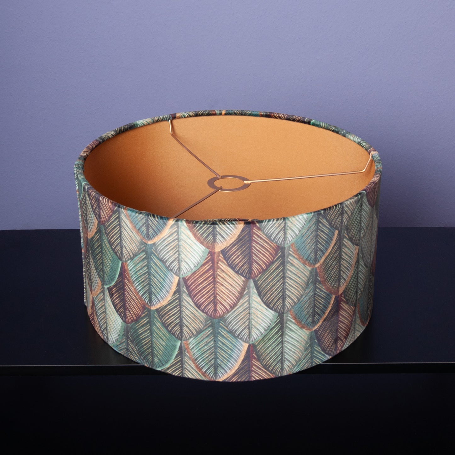 Lampenschirm Grün-Gold mit Blätterdesign – Edler Stofflampenschirm im Kolonialstil – Elegantes Art-Déco-Ambiente