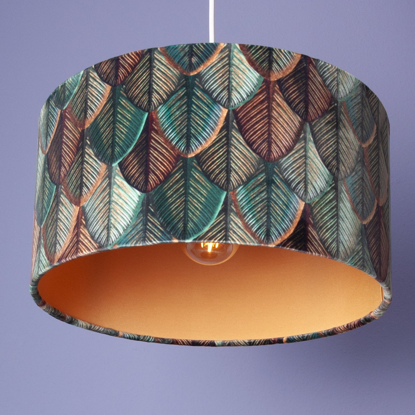 Lampenschirm Grün-Gold mit Blätterdesign – Edler Stofflampenschirm im Kolonialstil – Elegantes Art-Déco-Ambiente