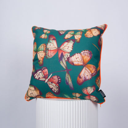 Outdoor Dekokissen 40 x 40 cm Schmetterlinge, Rückseite orange