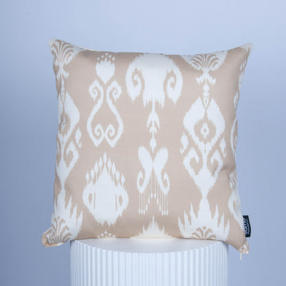 Outdoor Dekokissen 40 x 40 cm Ikat Beige, Rückseite cremeweiß