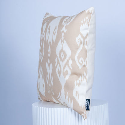 Outdoor Dekokissen 40 x 40 cm Ikat Beige, Rückseite cremeweiß