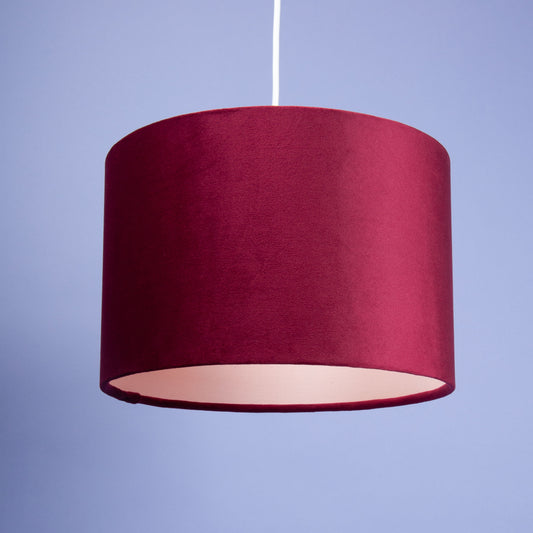 Lampenschirm Samt Bordeaux mit rosa Innenseite