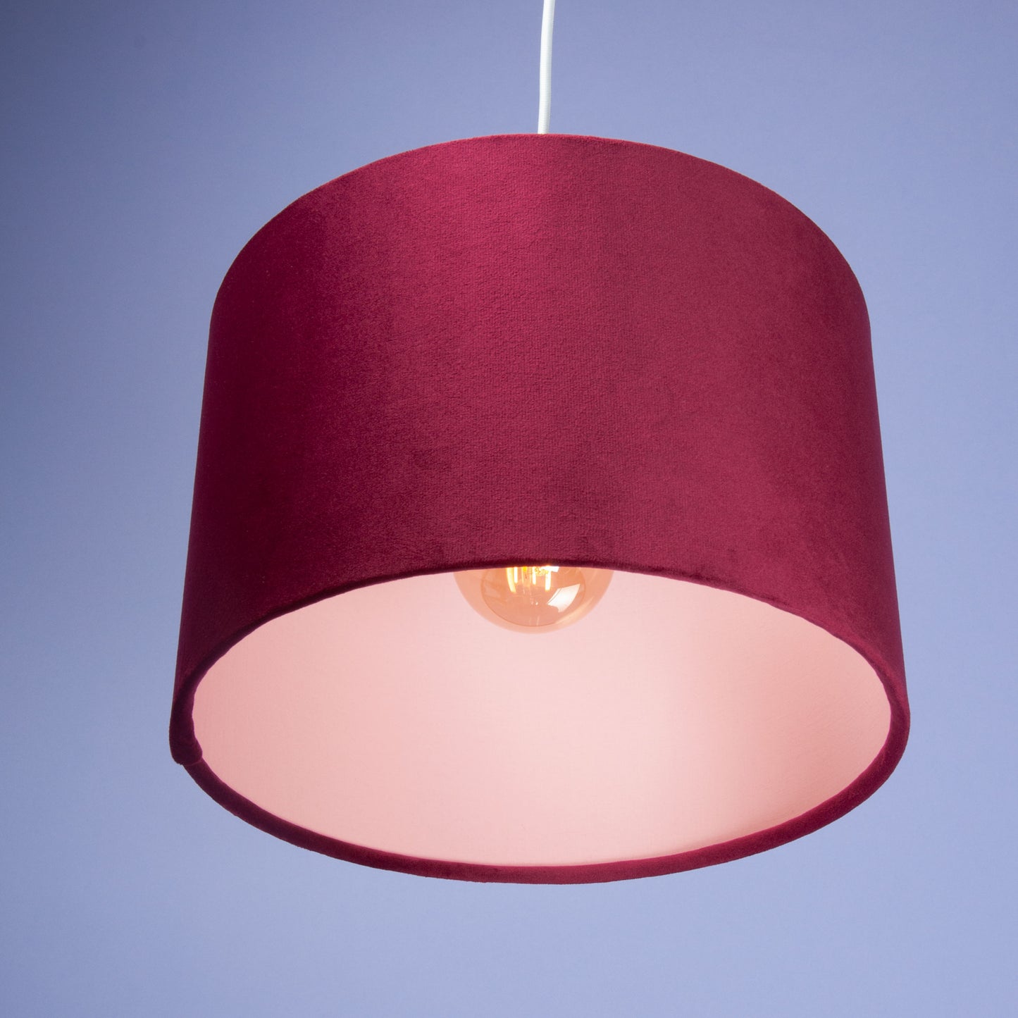 Lampenschirm Samt Bordeaux mit rosa Innenseite