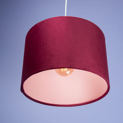 Lampenschirm Samt Bordeaux mit rosa Innenseite
