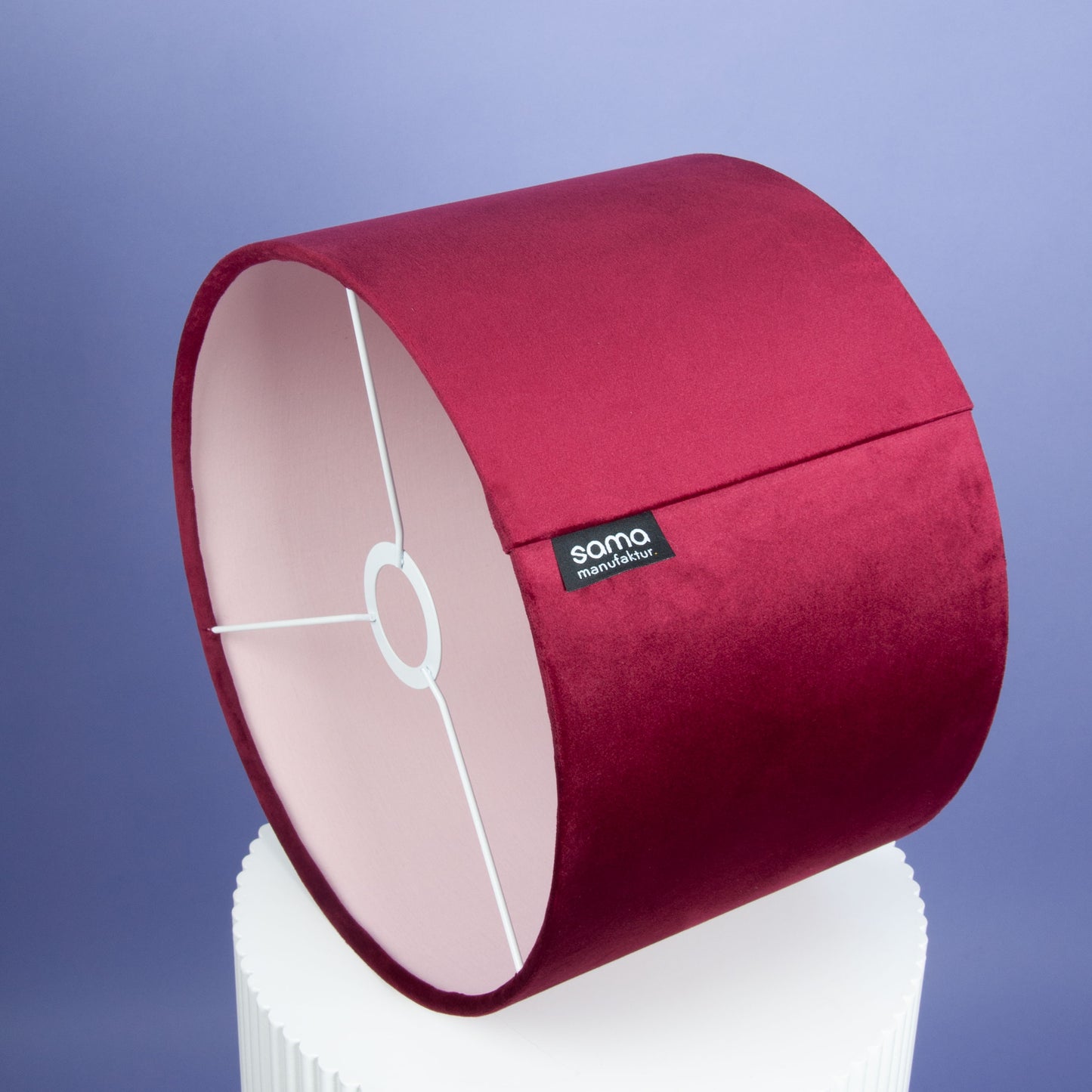Lampenschirm Samt Bordeaux mit rosa Innenseite