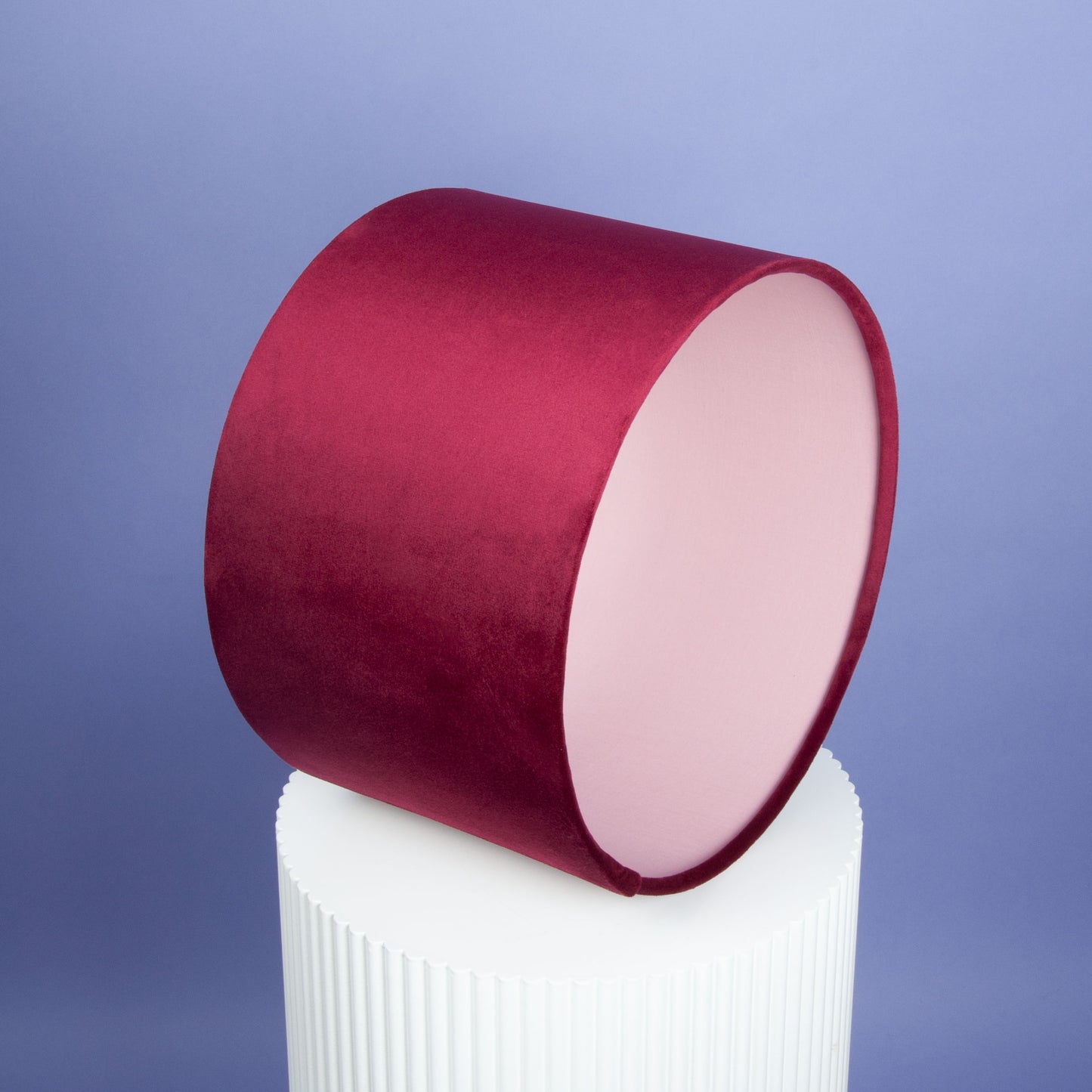 Lampenschirm Samt Bordeaux mit rosa Innenseite
