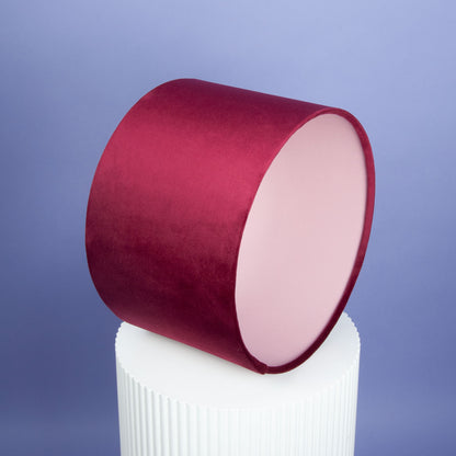 Lampenschirm Samt Bordeaux mit rosa Innenseite