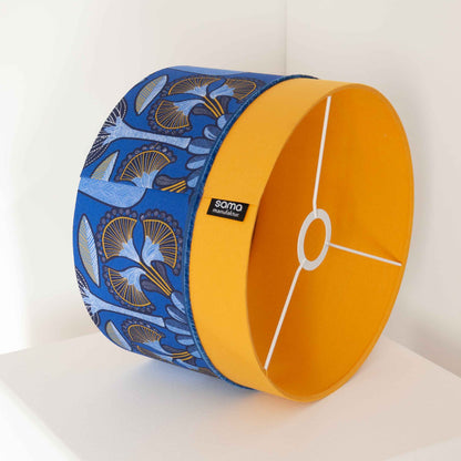 Lampenschirm Afrohemian – Afrikanisches Muster Blau Gelb