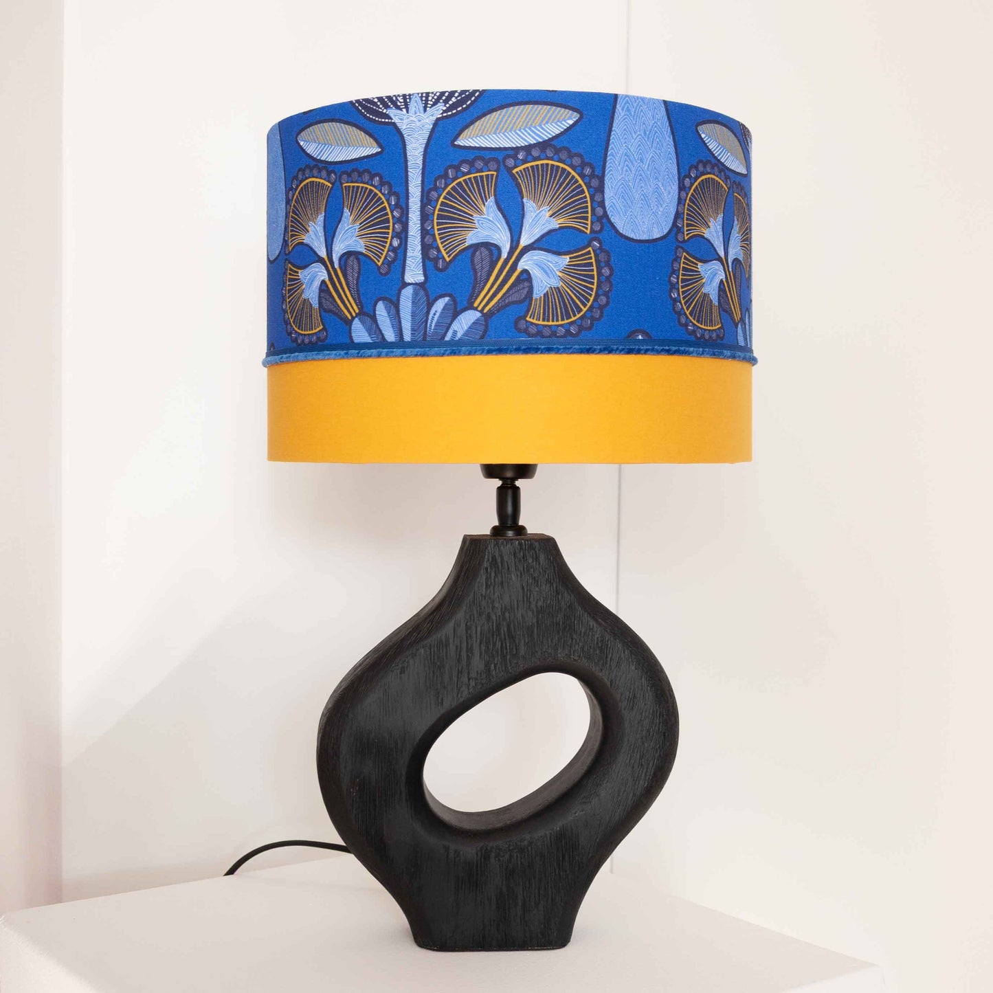 Lampenschirm Afrohemian – Afrikanisches Muster Blau Gelb
