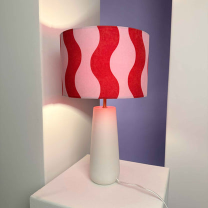 Velvet Lampshade Dark Blue with Cotton Sateen Inner Fabric in an Abstract Pattern