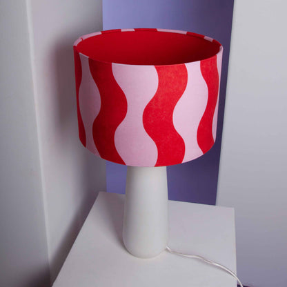 Velvet Lampshade Dark Blue with Cotton Sateen Inner Fabric in an Abstract Pattern