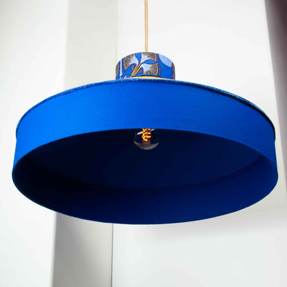 Lampenschirm-Stoff-Blau-Gelb-Afrohemian – Großer Trichterlampenschirm