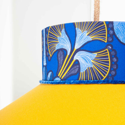 Lampenschirm-Stoff-Blau-Gelb-Afrohemian – Großer Trichterlampenschirm