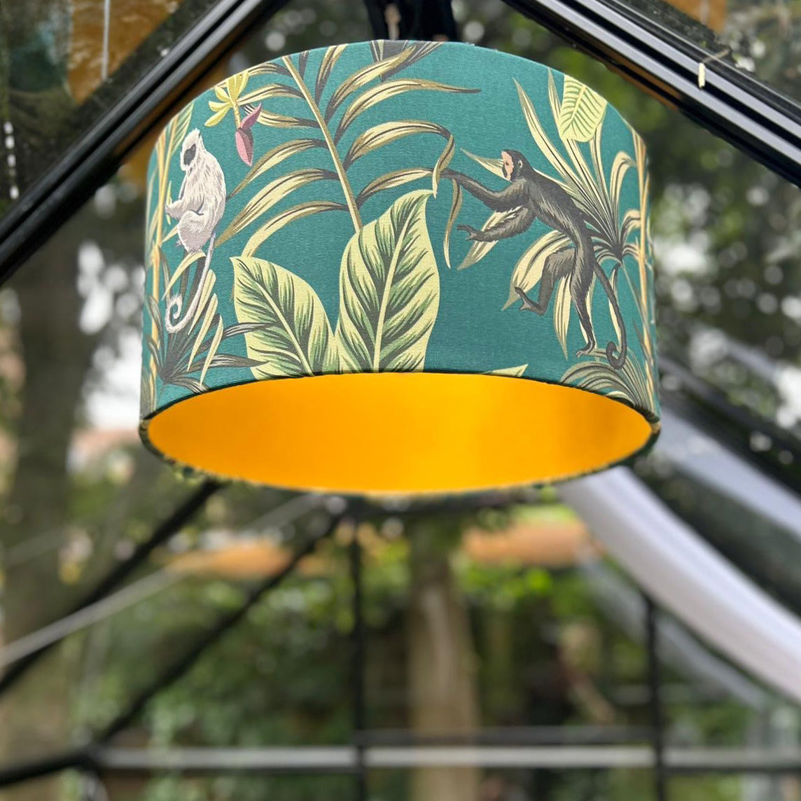 Outdoor Lampenschirm Gartenbeleuchtung Solarleuchte – Affenmotiv, Innenstoff gelb