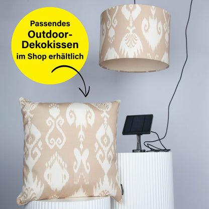 Outdoor Dekokissen 40 x 40 cm Ikat Beige, Rückseite cremeweiß