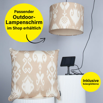 Outdoor Lampenschirm Gartenbeleuchtung Solarleuchte – Ikat Beige, Rückseite cremeweiß