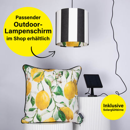 Outdoor Dekokissen 40 x 40 cm Zitronen, Rückseite schwarz-weiß gestreift