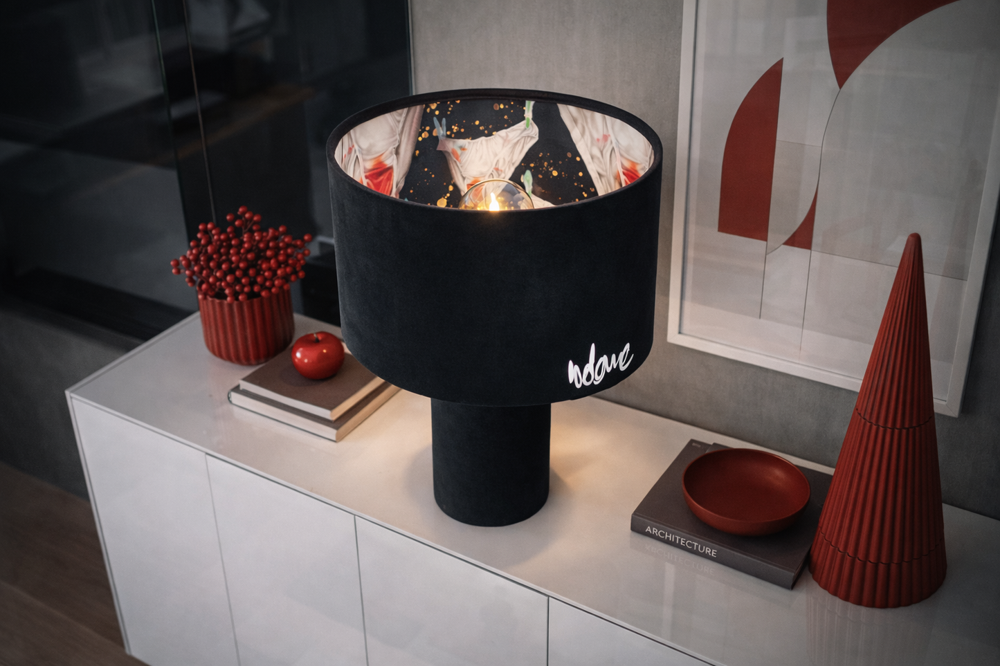 Table Lamp Velvet Black Volane Edition
