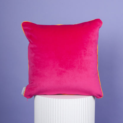 Dekokissen 40 x 40 cm Baumwollstoff Ikat-Muster, Rückseite Samt Pink