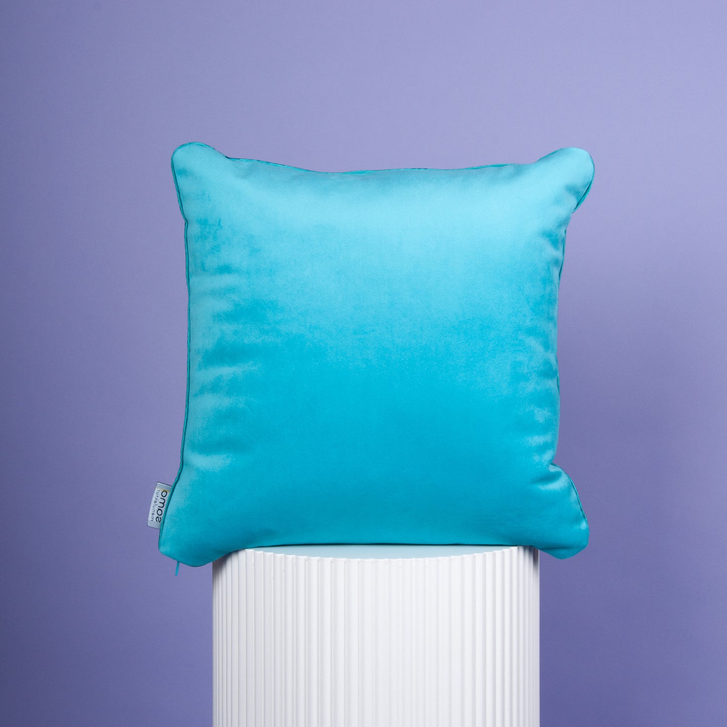 Dekokissen 40 x 40 cm Baumwolle Papageien, Rückseite Samt türkies