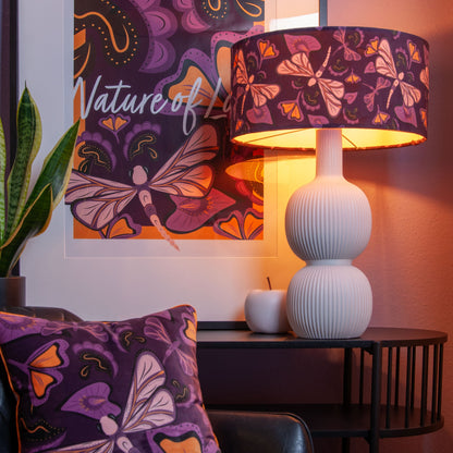 Lampenschirm Lila mit Libellen – Exklusives Design – Handgefertigt & einzigartig