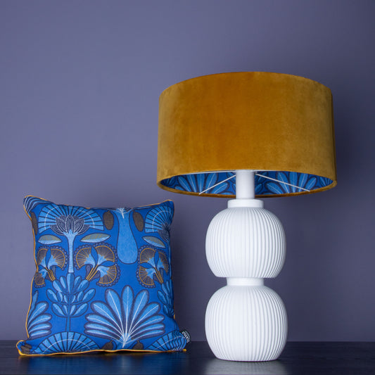 Lampenschirm Samt Karamell – Afrikanisches Blätter-Muster – Stofflampenschirm für Hänge- & Stehlampen