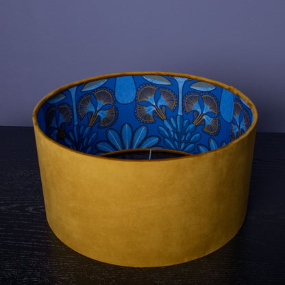 Lampenschirm Samt Karamell – Afrikanisches Blätter-Muster – Stofflampenschirm für Hänge- & Stehlampen