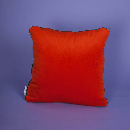 Dekokissen 40 cm x 40 cm Samt Orange, Dschungelmotiv mit Tukans und Blumen