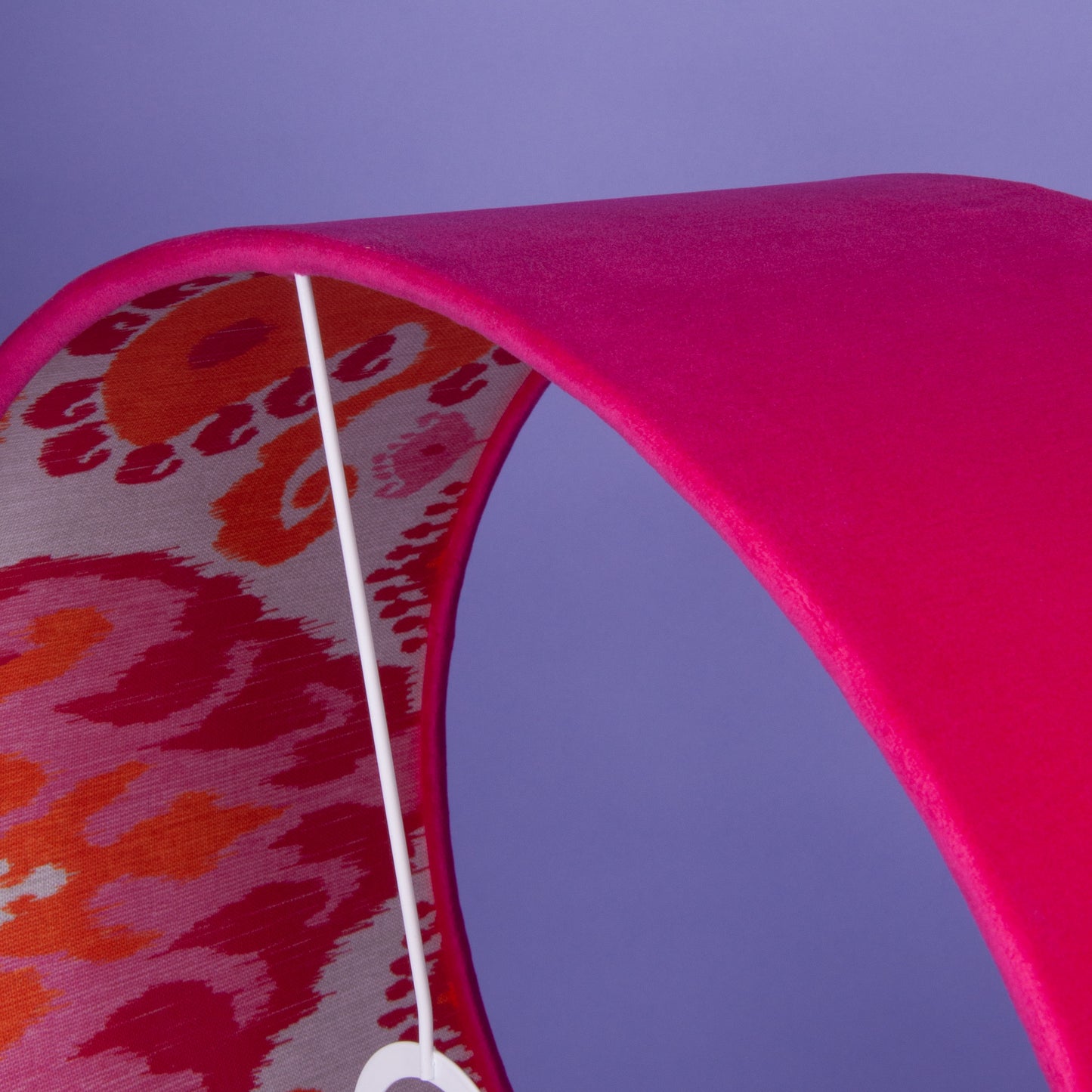 Lampenschirm Samt Pink, Innenstoff Baumwolle Ikat