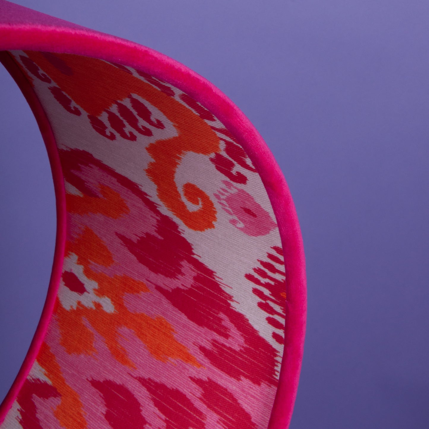 Lampenschirm Samt Pink, Innenstoff Baumwolle Ikat