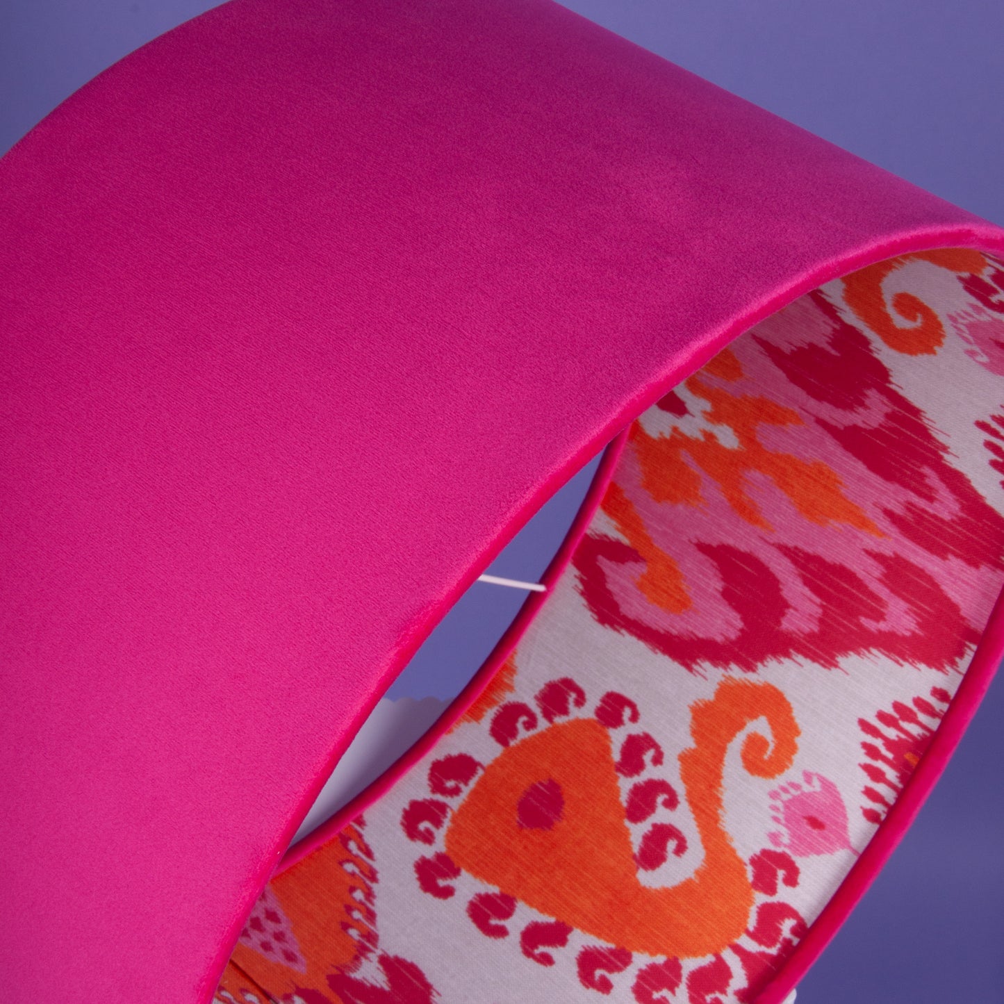 Lampenschirm Samt Pink, Innenstoff Baumwolle Ikat