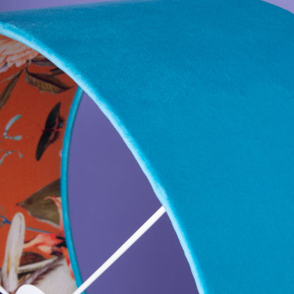 Lampenschirm Samt Türkies, Innenstoff Baumwolle Papagei Orange