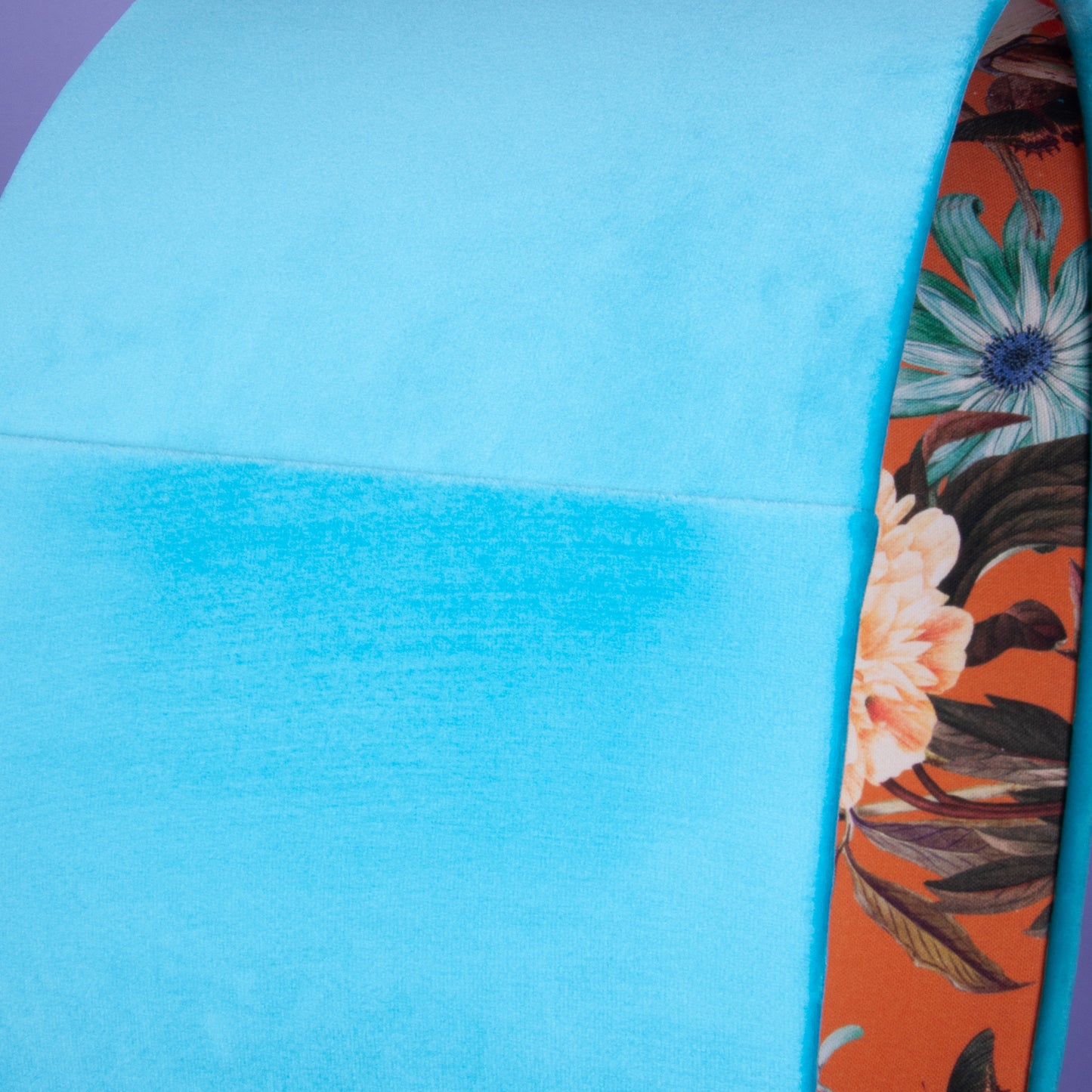 Lampenschirm Samt Türkies, Innenstoff Baumwolle Papagei Orange