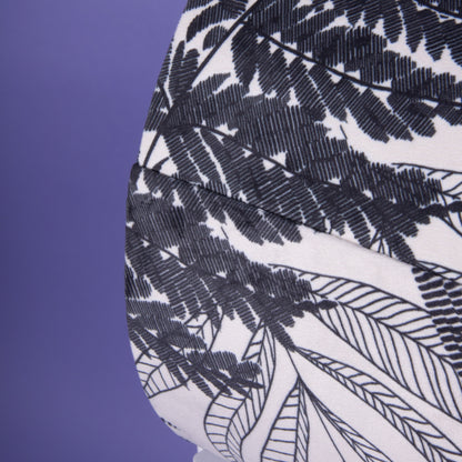 Lampenschirm Samt Schwarzweiß Floral Blätter, Innenstoff Baumwolle Schwarz