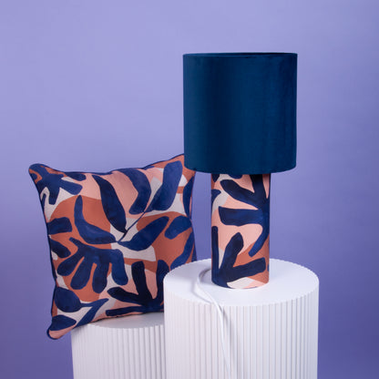 Tischleuchte Samt Blau – Innen Musterstoff Abstrakt