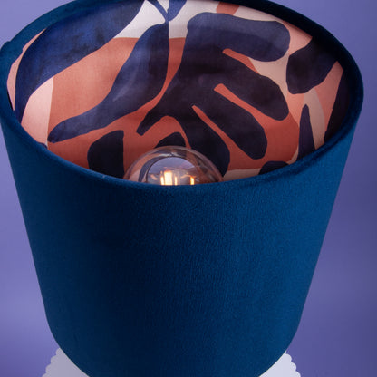 Tischleuchte Samt Blau – Innen Musterstoff Abstrakt