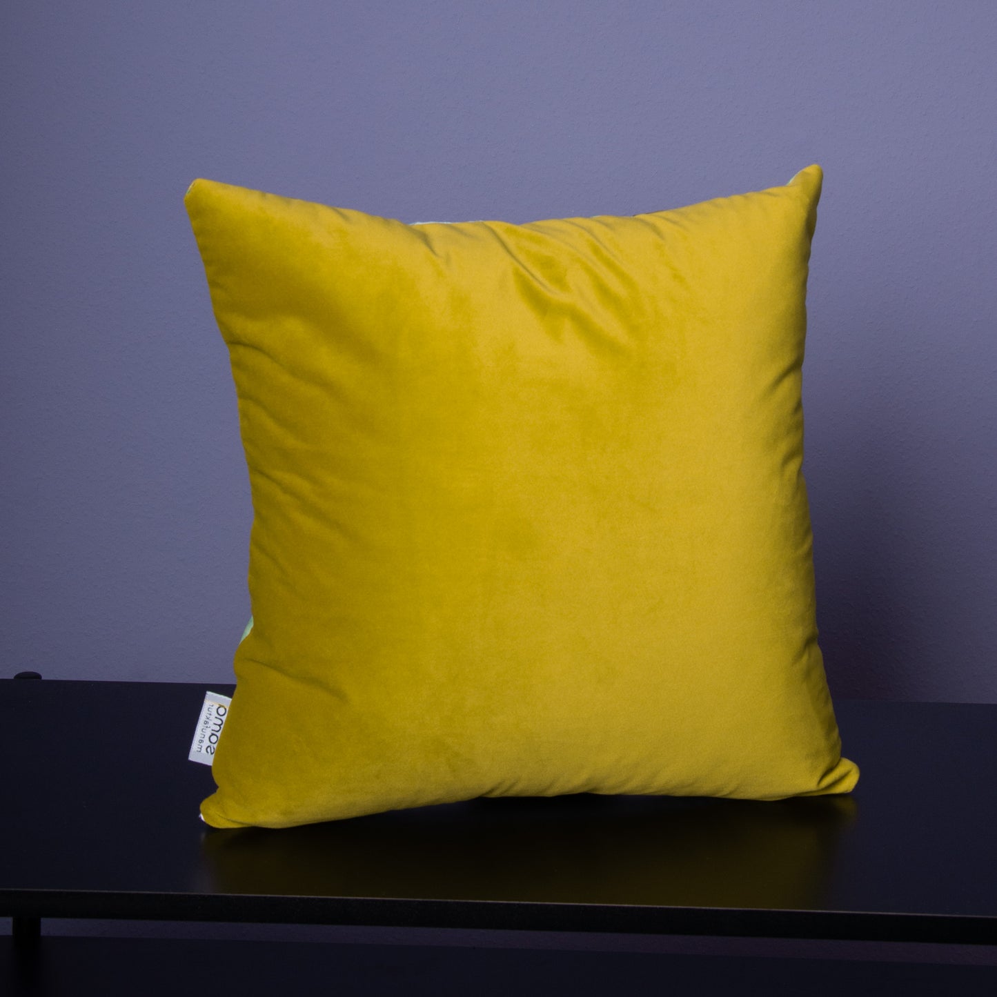 Dekokissen 40 x 40 cm Stoff Baumwollstoff Dschungel Tropisch Affen, Rückseite grüngelber Samt