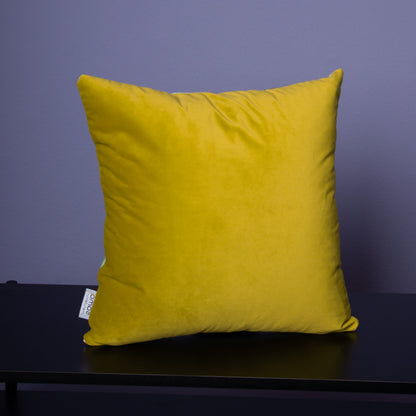 Dekokissen 40 x 40 cm Stoff Baumwollstoff Dschungel Tropisch Affen, Rückseite grüngelber Samt