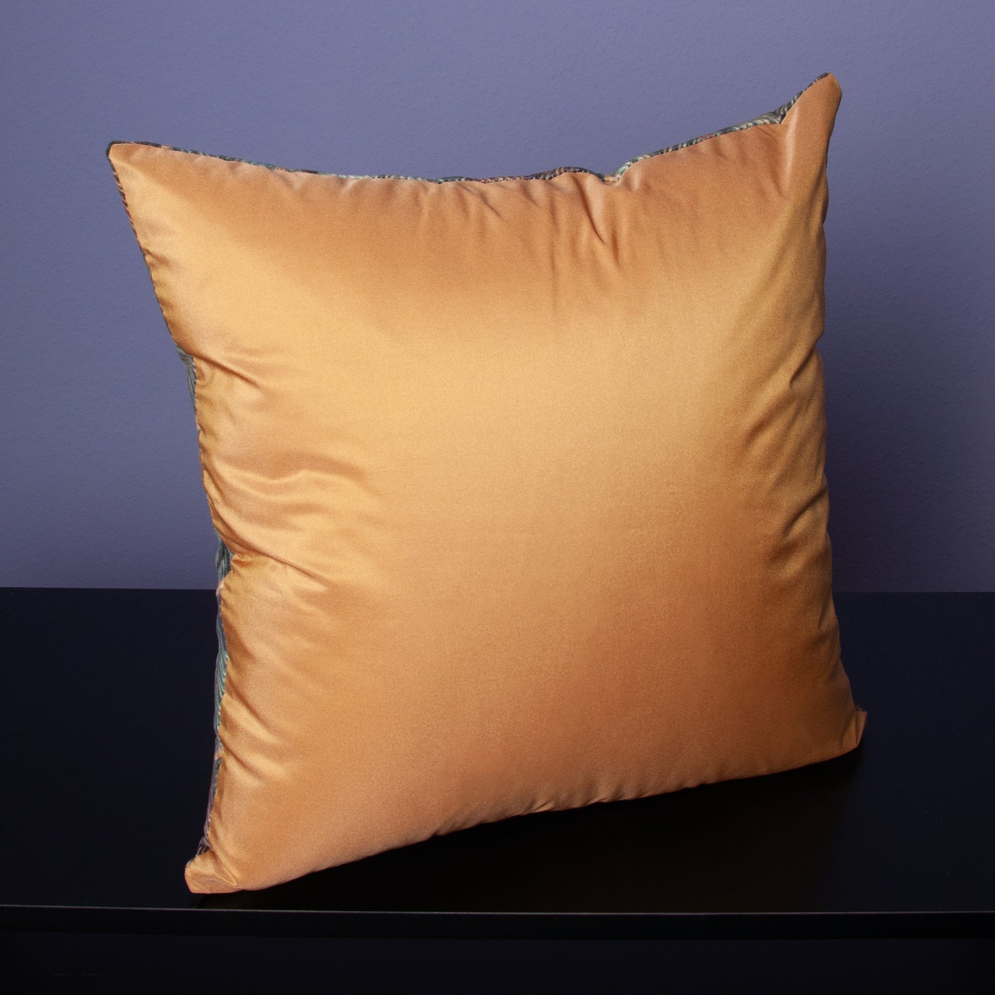 Dekokissen 40 x 40 cm Stoff Samt Blätterfächer Rückseite Polyester Gold