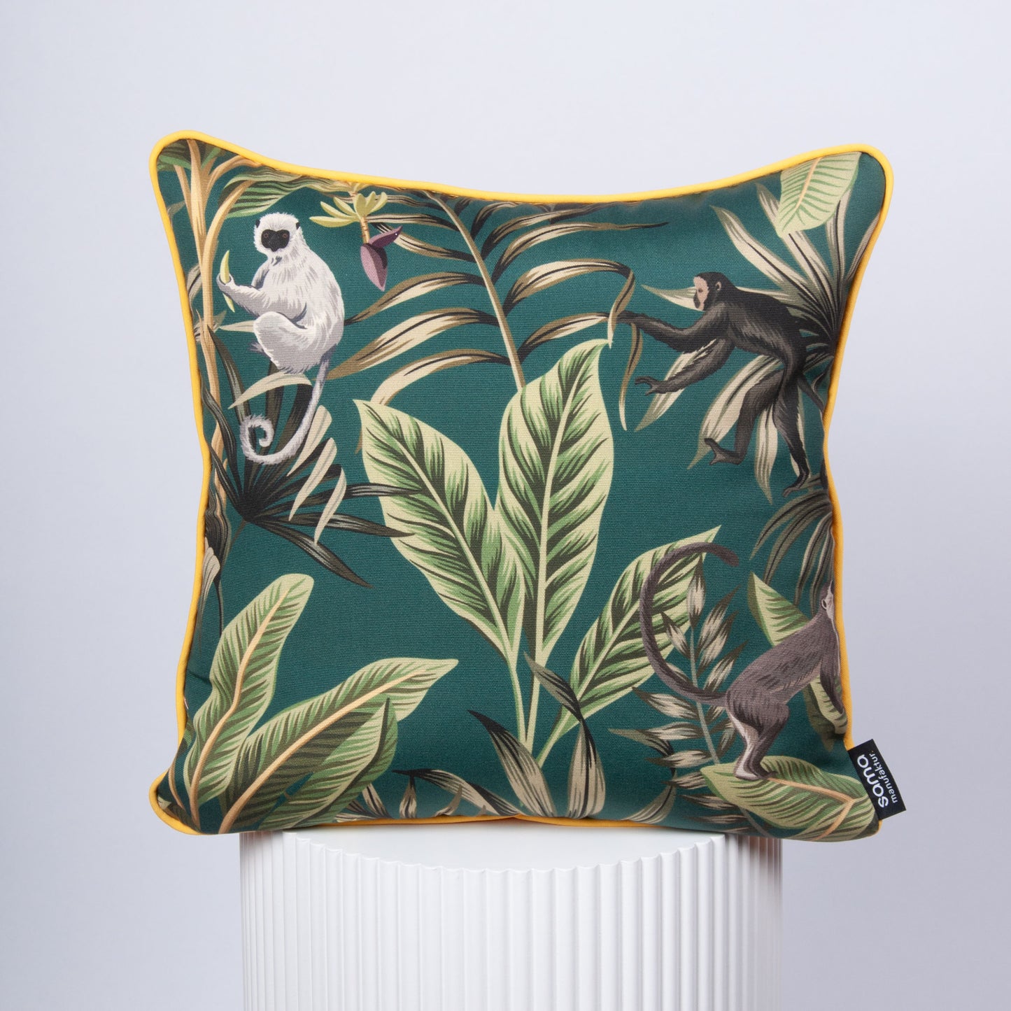 Outdoor Dekokissen 40 x 40 cm Affen, Rückseite gelb