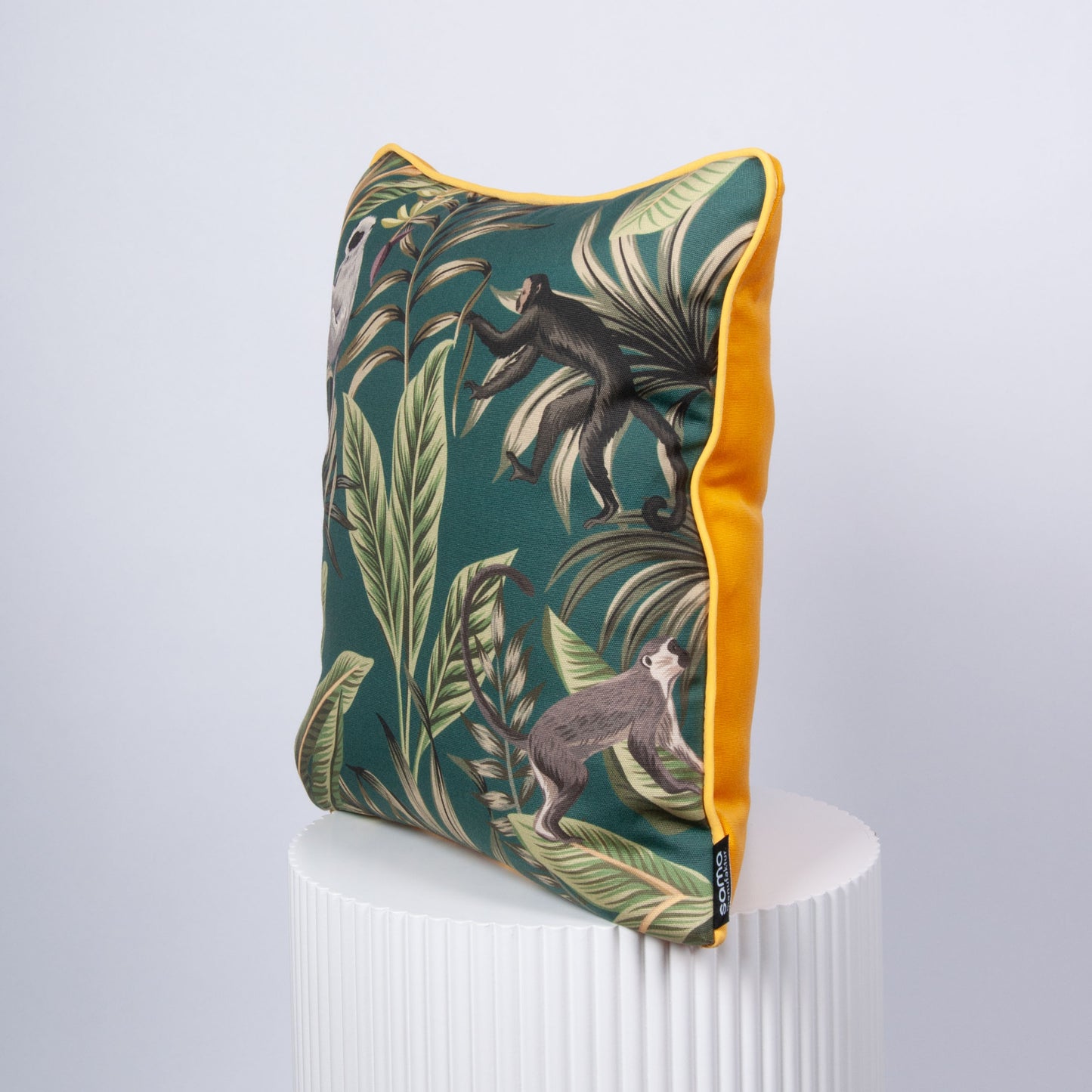 Outdoor Dekokissen 40 x 40 cm Affen, Rückseite gelb