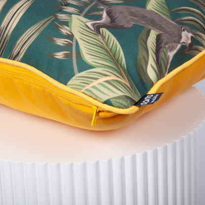 Outdoor Dekokissen 40 x 40 cm Affen, Rückseite gelb