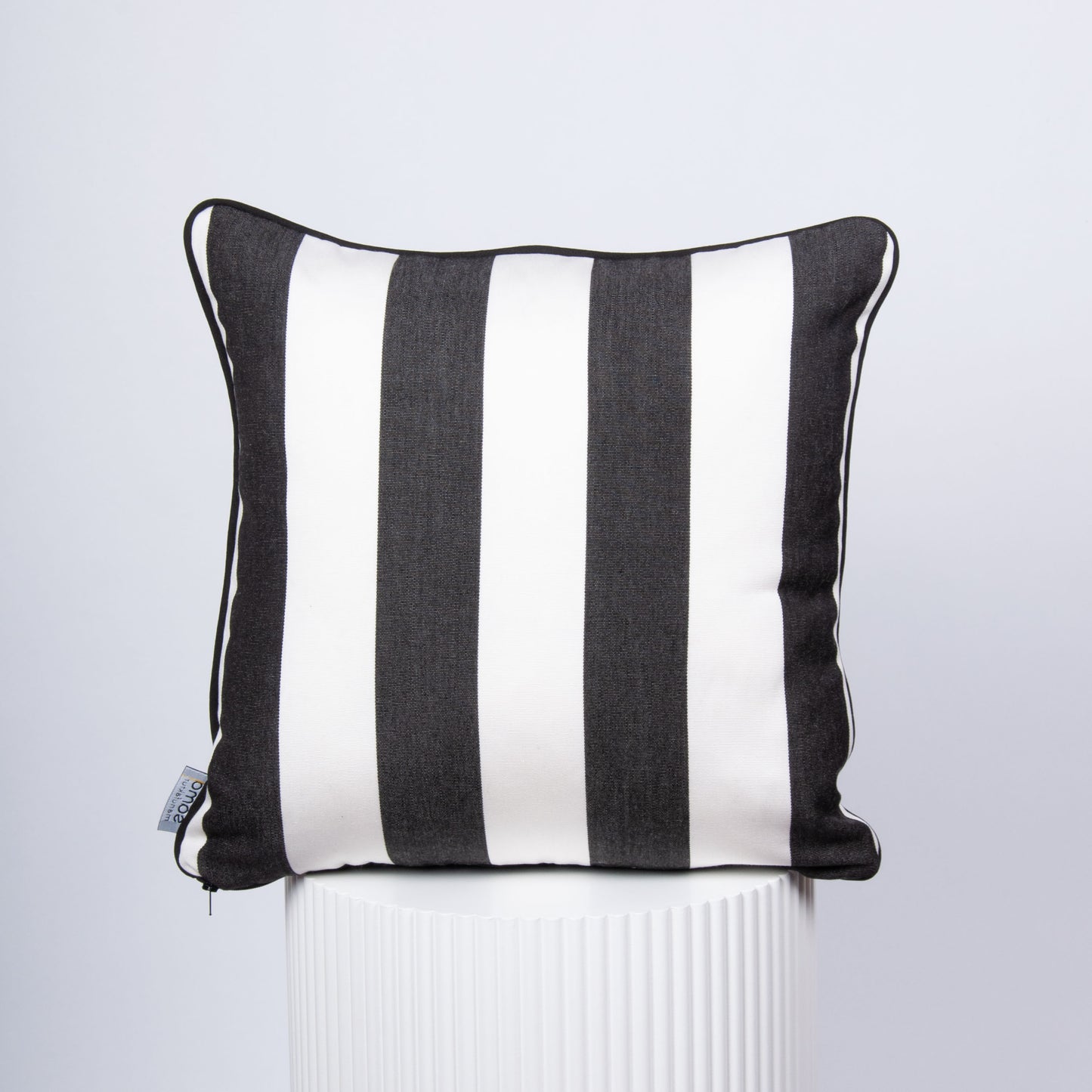 Outdoor Dekokissen 40 x 40 cm Zitronen, Rückseite schwarz-weiß gestreift