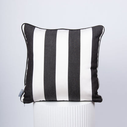 Outdoor Dekokissen 40 x 40 cm Zitronen, Rückseite schwarz-weiß gestreift