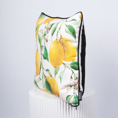 Outdoor Dekokissen 40 x 40 cm Zitronen, Rückseite schwarz-weiß gestreift