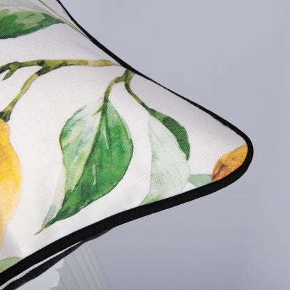 Outdoor Dekokissen 40 x 40 cm Zitronen, Rückseite schwarz-weiß gestreift