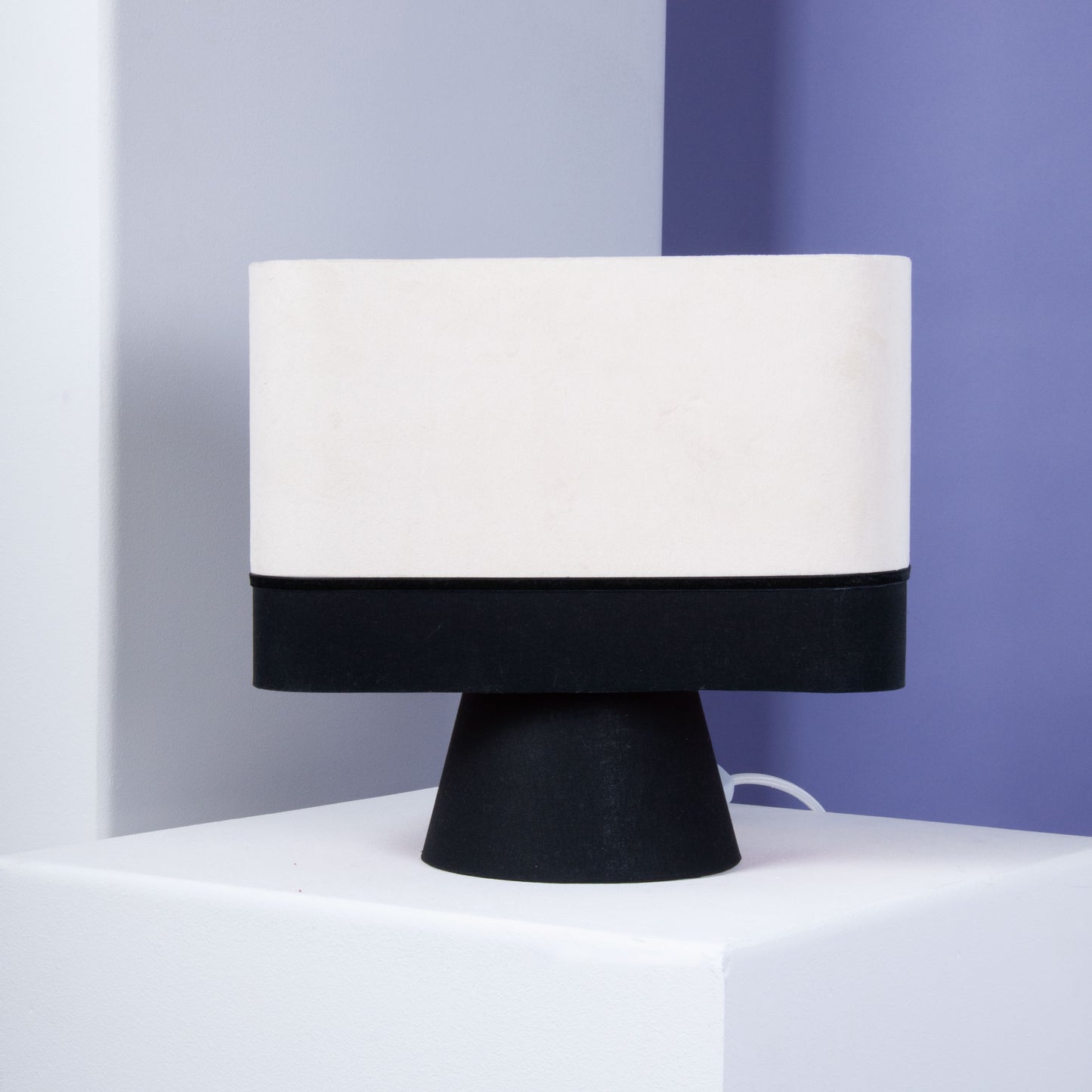 Handmade Linen Table Lamp in Beige - Mediterranean Design Light